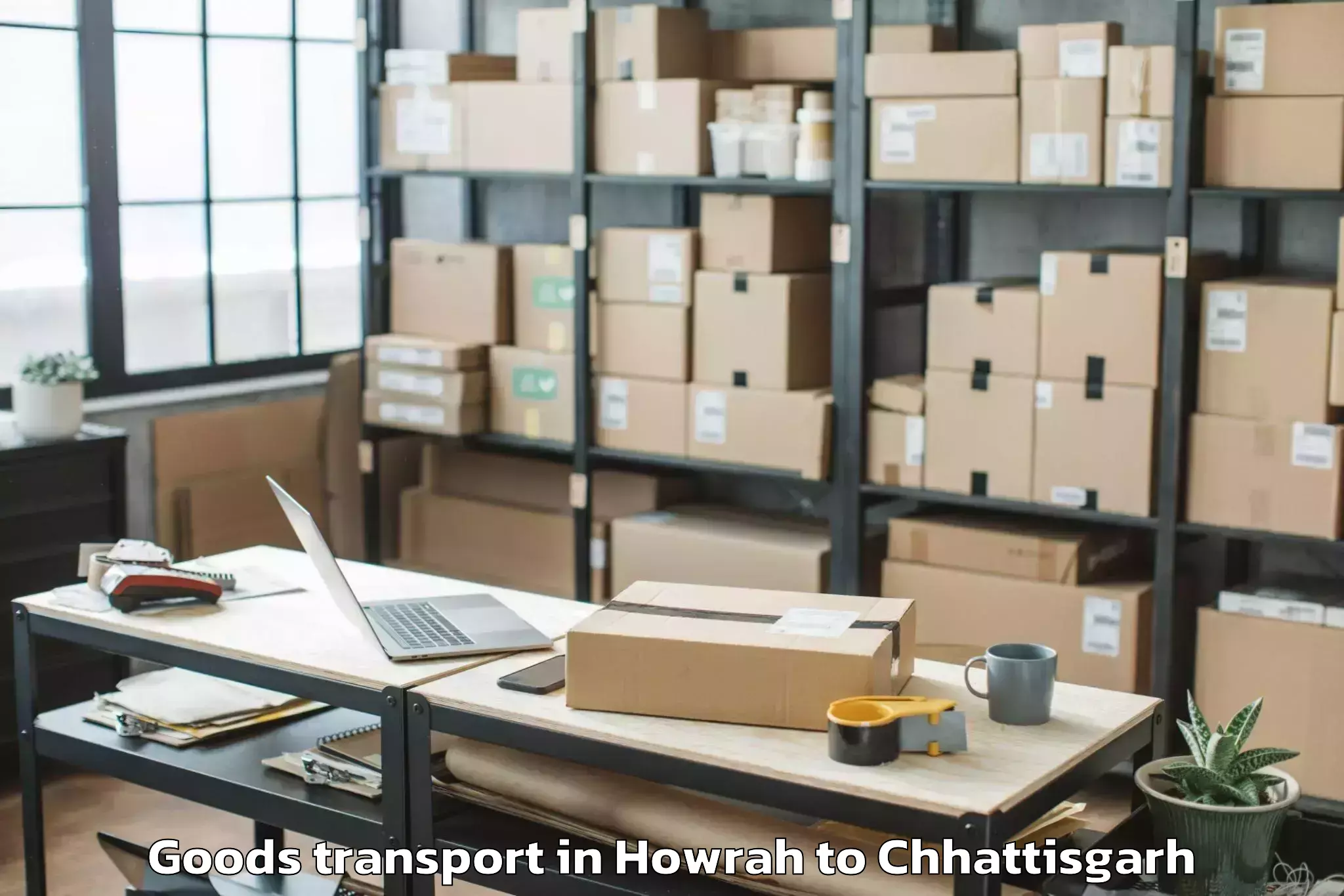 Quality Howrah to Pandit Ravishankar Shukla Univ Goods Transport